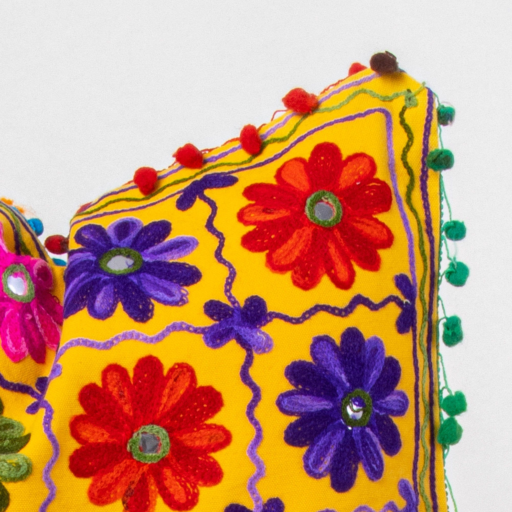 Rangoli Embroidered Cotton Cushion Cover
